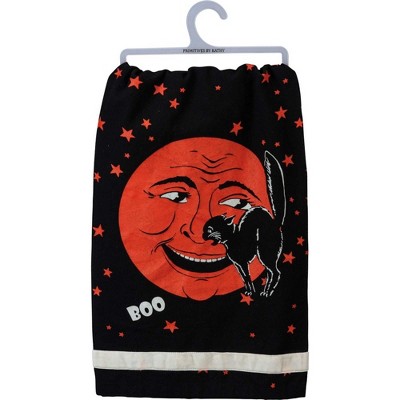 Decorative Towel Laughing Moon & Black Cat Halloween 100% Cotton Kitchen 101876 28.0 Inch Laughing Moon & Black Cat Halloween 100% Cotton Kitchen