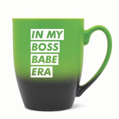 Elanze Designs In My Boss Babe Era Two Toned Ombre Matte 10 ounce New Bone China Coffee Tea Cup Mug For Your Favorite Morning Brew, Green and Black