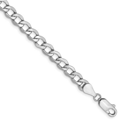Black Bow Jewelry 5.25mm, 14k White Gold, Hollow Curb Link Chain Bracelet