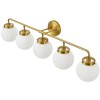 POWLIG 38.98-in 5-Light Gold Bathroom Light Fixtures Over Mirror Vanity Lighting with Milk White Glass Globe Shades - 2 of 4