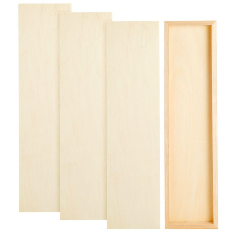 Bright Creations 4 Pack Unfinished Wood Panels for Painting, DIY, Crafts, 6 x23 In, .84 In Thick Deep Cradle Wood Canvas, 1 of 9