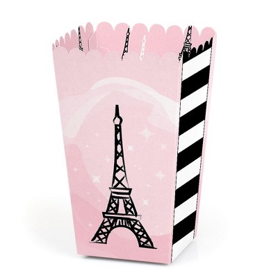 Big Dot of Happiness Paris, Ooh La La - Paris Themed Baby Shower or Birthday Party Favor Popcorn Treat Boxes - Set of 12