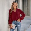 Women's Floral Lace Scalloped V Neck Top - Cupshe - 4 of 4