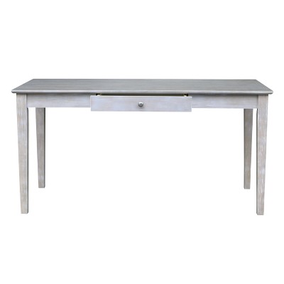 Transitional 60'' Washed Gray Taupe Home Office Desk with Drawer