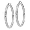 Black Bow Jewelry 3.5mm, Diamond Cut 14k White Gold Round Hoop Earrings, 38mm (1 1/2 In) - 2 of 4