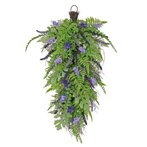 30" Artificial Fern and Astilbe Flowers Teardrop Swag - National Tree Company - 1 of 3