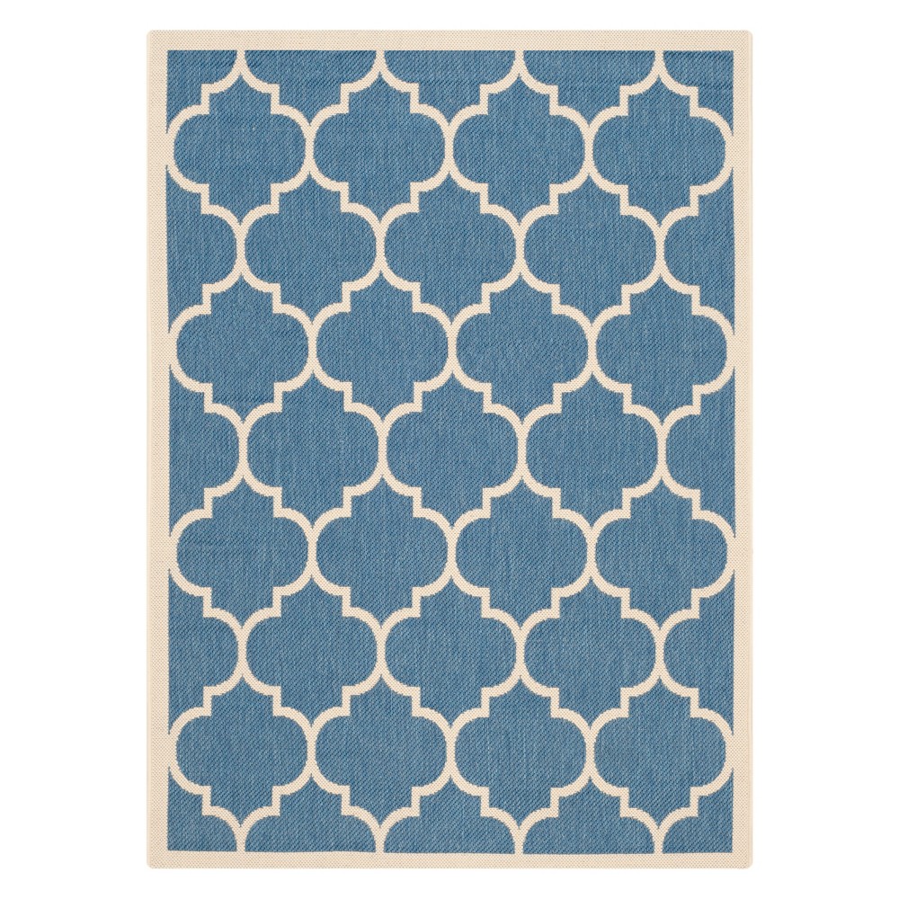 4'X5'7in Courtyard Alyssa Outdoor/Indoor Rug - Blue/Beige - Safavieh