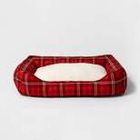 Red Plaid Cuddler Dog Bed - M - Wondershop™