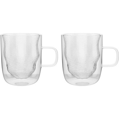 Elle Decor Set Of 2 Double Wall Insulated Coffee Mugs, 8 Oz Double Walled  Tiered Design Coffee Mug With Handle, Clear : Target