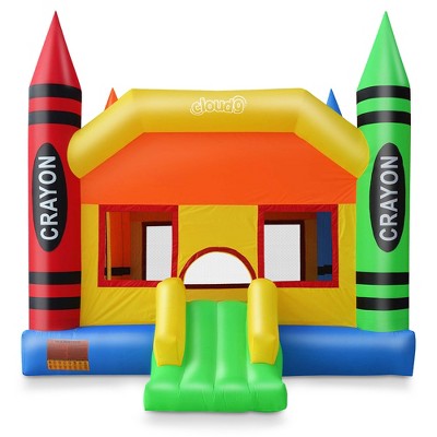 Large Multicolor Crayon Bounce House with Slide