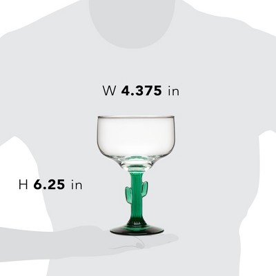 Libbey Green Stem Cactus Margarita Glasses, Set of 4