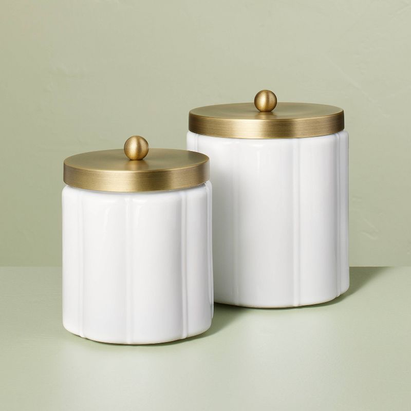 Milk Glass Bath Canister with Metal Lid - Hearth & Hand™ with Magnolia, 4 of 9