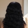 Unique Bargains Women's Long Hair Big Curly Bangs Hair Wig Real Human Hair 16in Black 1 Pc - 3 of 4