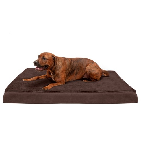 Furhaven Terry & Suede Deluxe Cooling Gel Top Dog Bed - Jumbo, Espresso ...