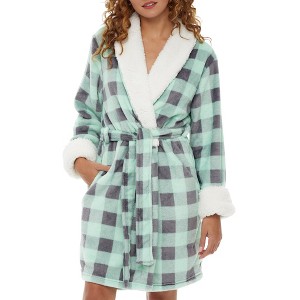ADR Women's Short Robe, Classic Cozy Plush Robe Woman, Short Fleece Bathrobe - 1 of 4