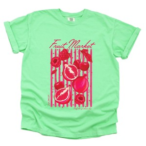 S.W.Smiley Fruit Market Pomegranate - Women's Garment Dyed Graphic T-Shirt - 1 of 4