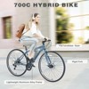 INFURNIC Bicycles Shimano 7 Speed Hybrid Road Bike with Double Disc Brakes for Men and Women City Riding, Blue Gray, 64.57"*25.19"*37.79" - 2 of 4