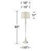360 Lighting Vintage Shabby Chic Floor Lamp 60" Tall Antique White Washed Off White Washed Silver Drum Shade for Living Room Bedroom Office - 3 of 4