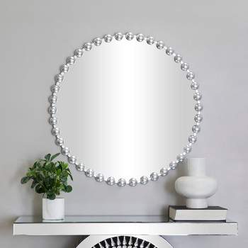 Decmode 48 inch x 32 inch Silver Wall Mirror with Crystal Details