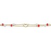 Guili 14K Gold-Plated Double Chain Bracelet with Red and White Beads Featuring an Open Heart Charm for a Romantic and Playful Look - 2 of 3