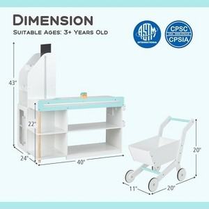 Costzon Kids Grocery Store Playset, Wooden Pretend Store with Chalkboard, Cash Register, Vending Machine & Food Accessories (Grey) - 1 of 4