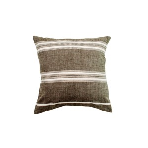 Slickblue 18 Inch Cotton Throw Pillow, Handwoven Cover with Insert, Classic Stripe Style, Square Cushion, Color Options - 1 of 4