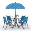 Patio Dining Set for 4 W/Umbrella, Outdoor Furniture Set W/4 Folding Dining Chairs, Outdoor Table Umbrella Set With Tempered Glass Top Dinings Table - 4 of 4
