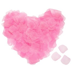 Unique Bargains Faux Silk Artificial Flower Rose Petals for Wedding Decoration 2x2 Inch 3200 Pcs Dark Pink - 1 of 3
