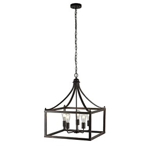 Chloe Lighting Ryder Farmhouse 5 Light Antique Wood Finish Hanging Ceiling Pendant 20" Wide - 1 of 4