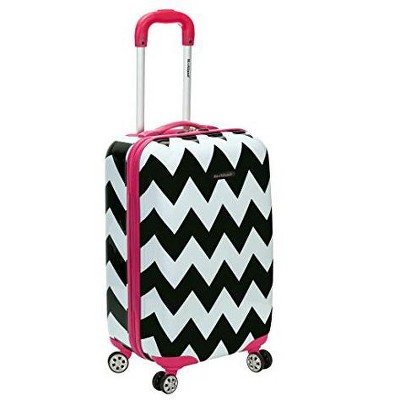 Rockland Safari Hardside Spinner Wheel Luggage Pink Chevron Carry-On 20-Inch