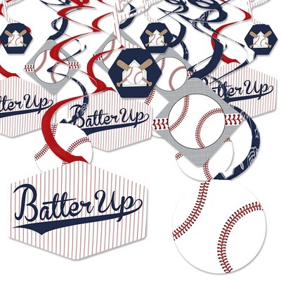 Big Dot of Happiness Batter Up - Baseball - Baby Shower or Birthday Party Hanging Decor - Party Decoration Swirls - Set of 40