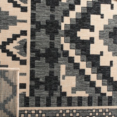 Gray and Beige Geometric Indoor/Outdoor Area Rug, 2' x 3'7"