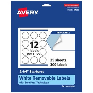 Avery Matte White Removable Starburst Labels with Sure Feed Technology, Print-to-the-Edge, 2.25" - 1 of 4