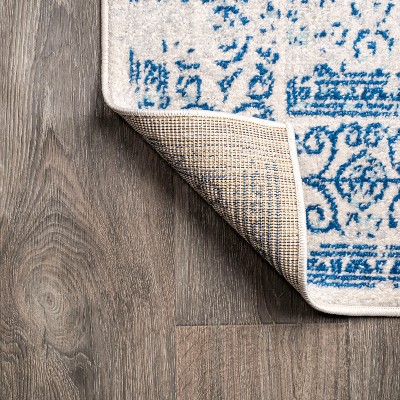 Cream/Blue Mediterranean Filigree 5' x 8' Synthetic Area Rug
