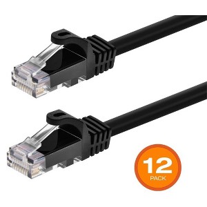 Monoprice Cat6 Ethernet Patch Cable - 2 Feet - Black (12 Pack) Snagless RJ45, 550MHz, UTP, Pure Bare Copper Wire, 24AWG - FLEXboot Series - 1 of 4