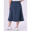 Agnes Orinda Women's Plus Size Vintage High Waist with Pocket Casual A-Line Midi Denim Jean Skirts - 4 of 4