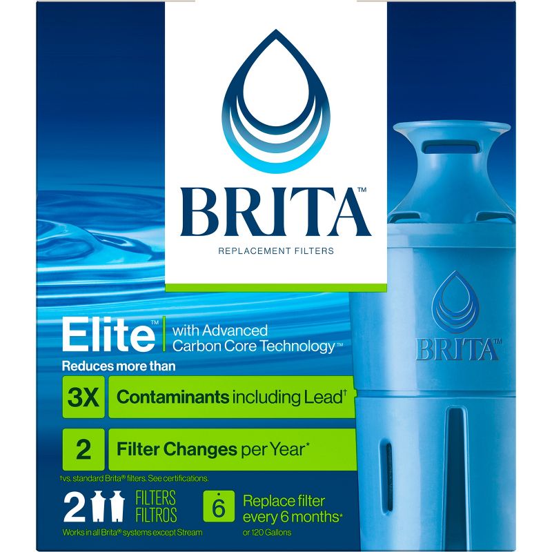 Brita 2ct Elite Replacement Water Filter for Pitchers and Dispensers, 6 of 13