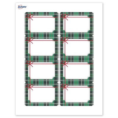Avery Name Badges, 2-1/3" x 3-3/8", Silver-Green Plaid, Matte, 80ct