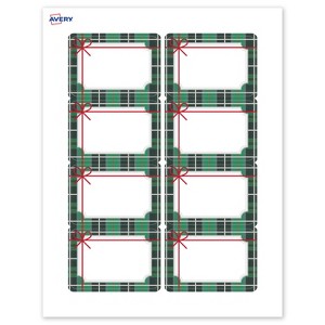 Avery Name Badges, 2-1/3" x 3-3/8", Silver-Green Plaid, Matte, 80ct - 1 of 4