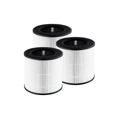 Nispira B-D02L Filter Replacement for MOOKA KOIOS Air Purifiers, VEWIOR B-D02U Air Purifier 3-in-1 HEPA Activated Carbon, 3 Packs