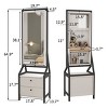 360° Swivel Jewelry Armoire, Jewel Armoire With 2 Bottom Drawer, Jewelry Box For Women With Spacious Storage Area-Cuddlewood - 4 of 4