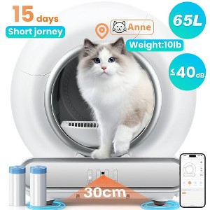 Smart Automatic Self-Cleaning Cat Litter Box, APP Control Covered Litter Box for Multiple Cats, Ultra Odor Control & Touch-Free Cleaning, White - 1 of 4
