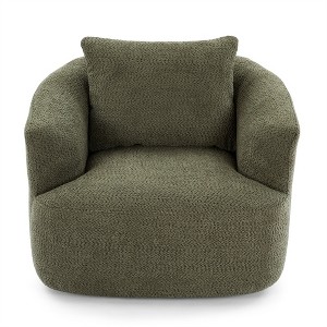 OUTSUPPLY Green Swivel Barrel Accent Chair with Pillow, Single Sofa Chair with Rounded Armrests for Living Room, Bedroom, Office & Hotel - 1 of 4
