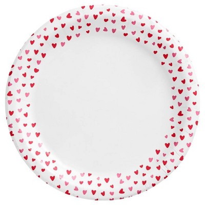 30ct 8.5" Valentines Confetti Mini Hearts Dinner Plates - Spritz™