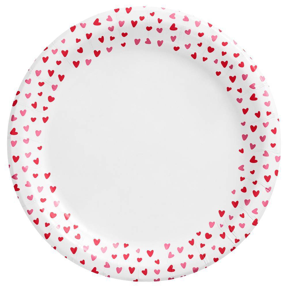 30ct 8.5" Valentines Confetti Mini Hearts Dinner Plates - Spritz