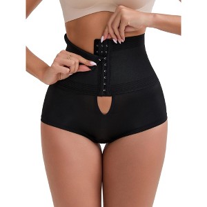 INSPIRE CHIC Women's High-Waisted Shaper Knickers Front Hook Tummy Control Half-Hip Shaping Shorts - 1 of 4