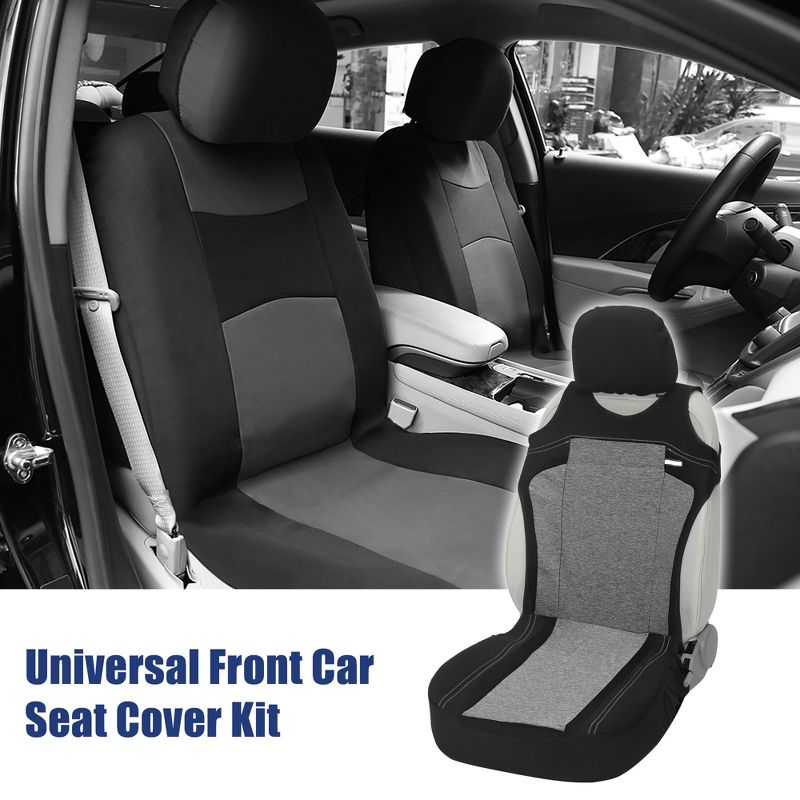 Unique Bargains Universal Front Car Seat Cover Kit Cloth Fabric Seat Protector Pad Fit for Car Truck SUV Gray, 3 of 6
