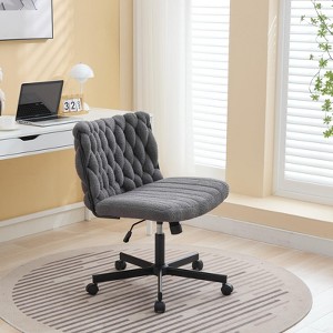 Rolling Desk Chair, Gray Fabric Criss Cross Chair, Swivel Home Office Chair with Wheels, Wide Seat Computer Task Chair, Height Adjustable Vanity Chair - 1 of 4