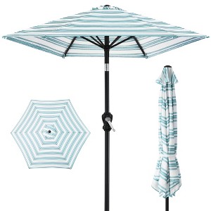 Best Choice Products 10ft Outdoor Steel Striped Market Patio Umbrella w/ Crank, Tilt Push Button, 6 Ribs - 1 of 4