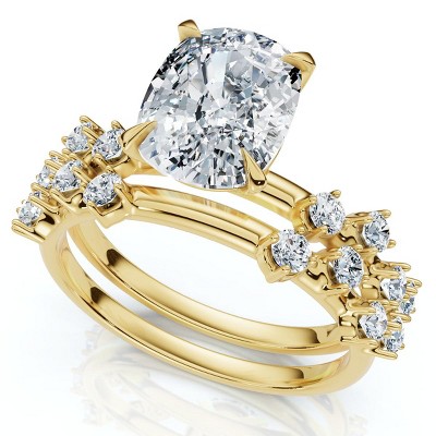 Pompeii3 Certified 2 1/2Ct Cushion Diane Engagement Bridal Set 14k Gold or Pt Lab Created